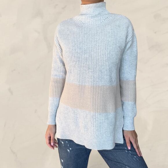 Tuckernuck Sweaters - Tuckernuck cream Striped Turtleneck Knit Wool Blend Sz XS preppy chic